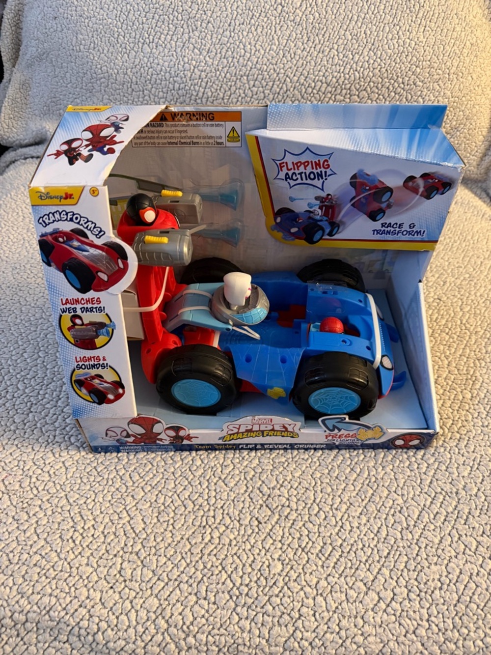 Marvel Spider-Man Flip & Launch Transforming Race Vehicle - Blue/Red